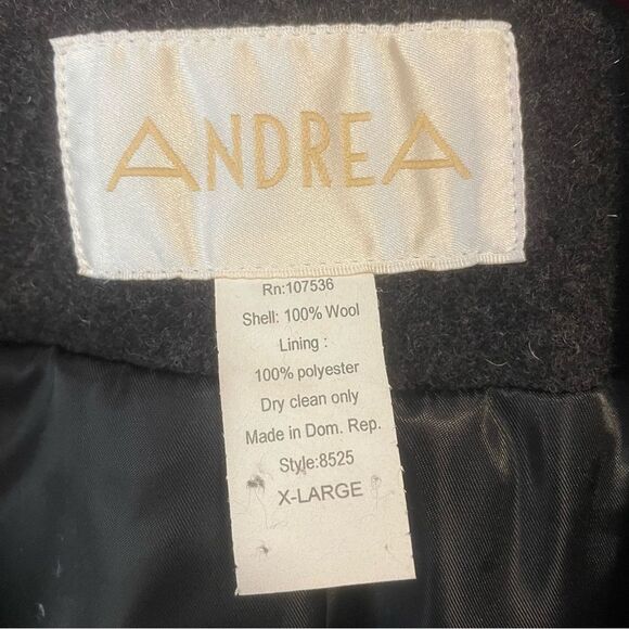 NEW Andrea XL 100% Wool Charcoal Black Peacoat - Picture 4 of 8